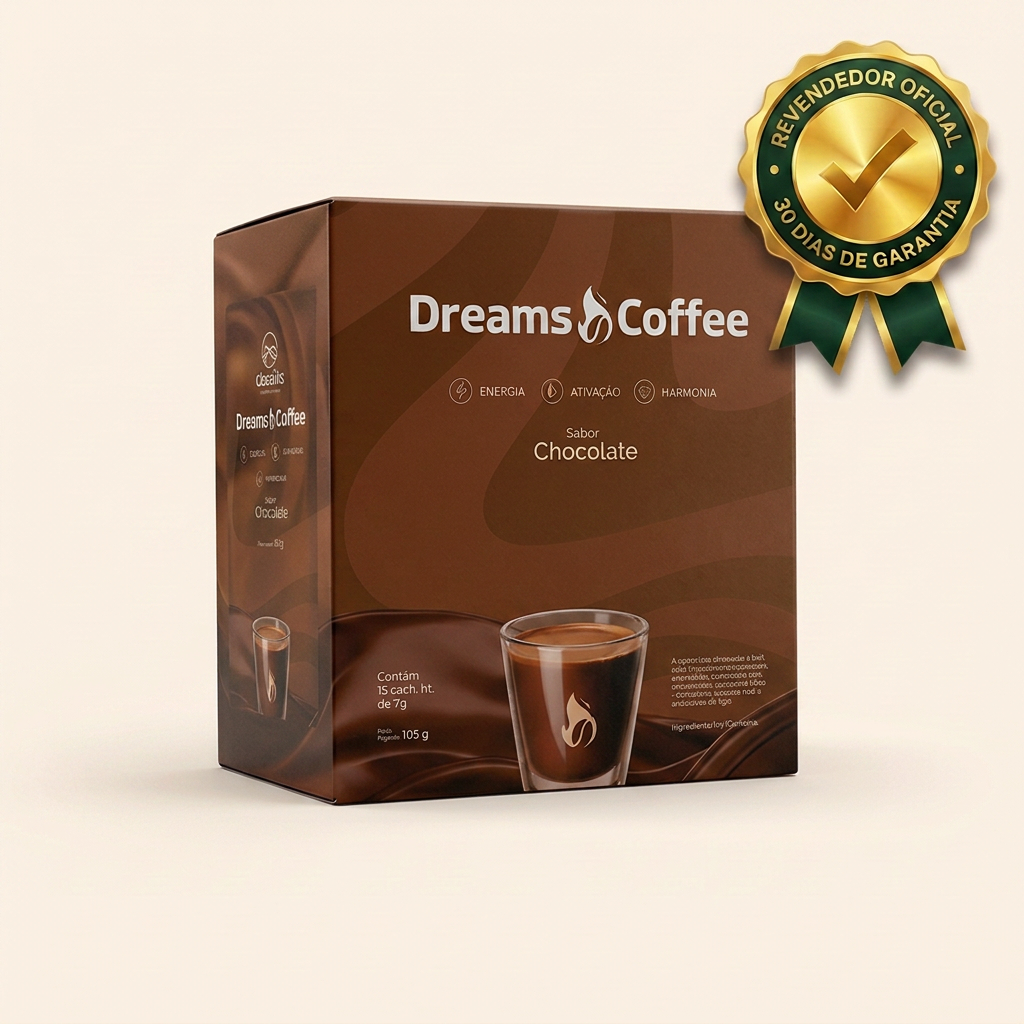 Caixa Dreams Coffee sabor Chocolate com selo de Revendedor Oficial e 30 dias de garantia